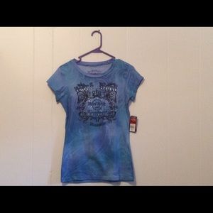 Cotton and spandex blue t-shirt